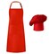 Chef Apron Hat Set, Chef Hat and Kitchen Adult Adjustable Baker Costume Apron for Men and Women Father's Day Present (Red)